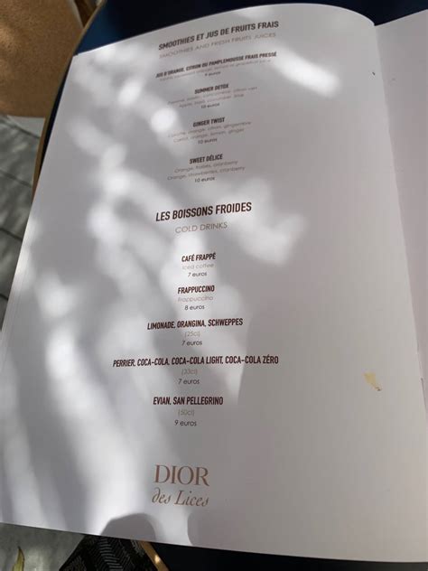 restaurant dior saint-tropez menu|dior des lices menu.